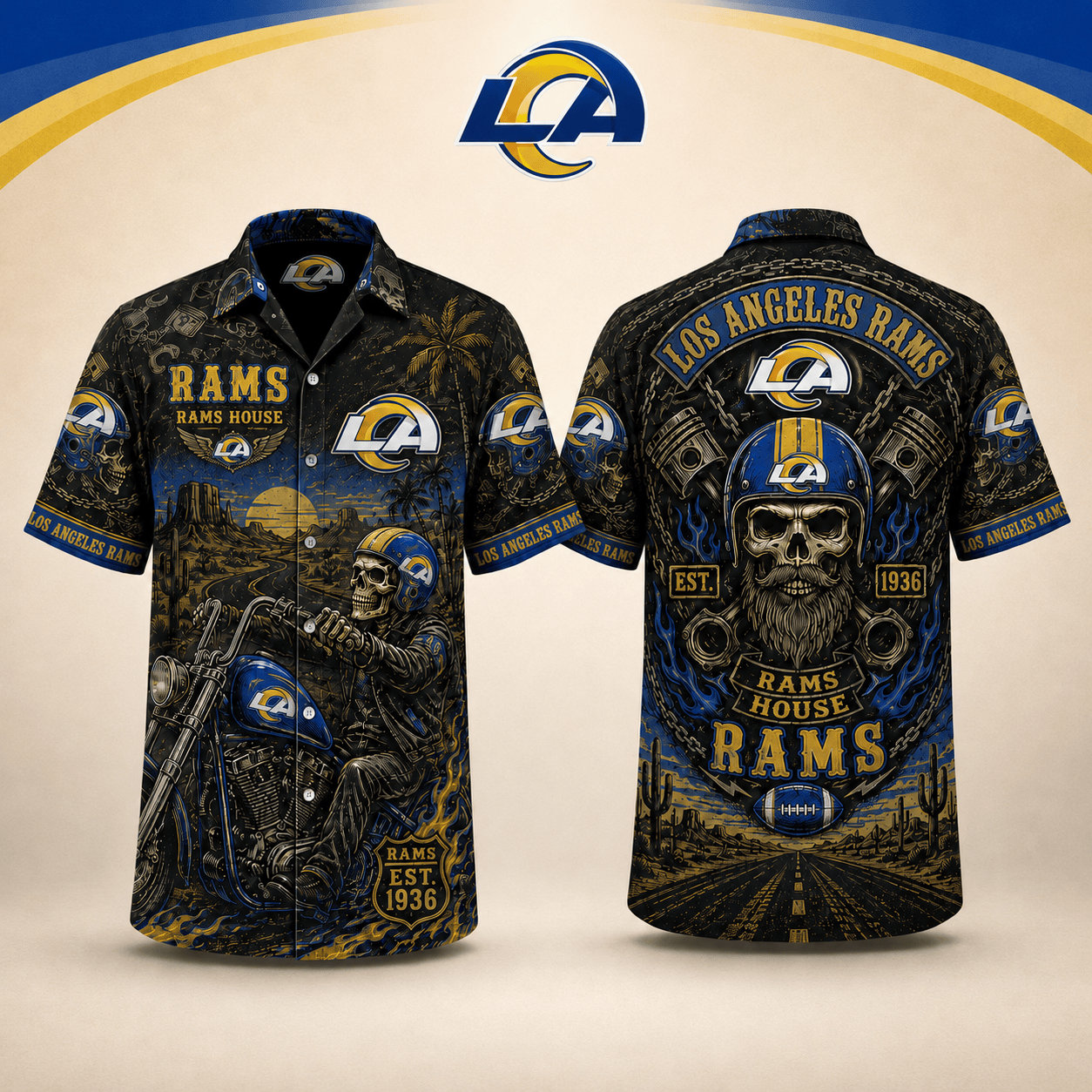 PREMIUM NFL X LAR EXCLUSIVE Biker Skull Hawaiian Shirt Limited Edition
