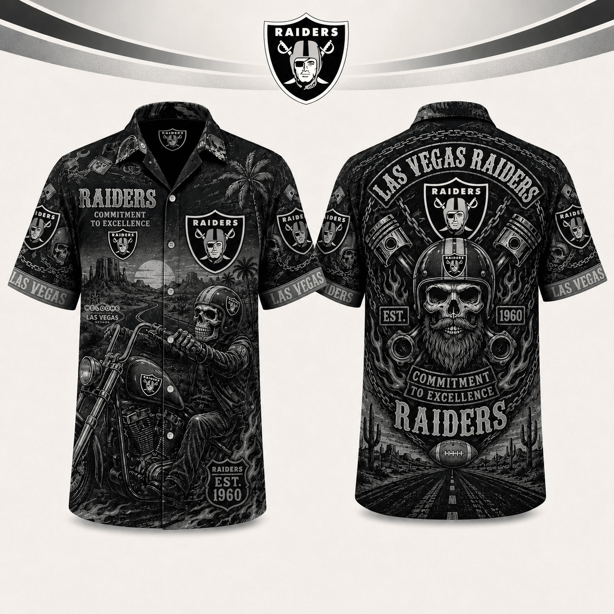 PREMIUM NFL X LVR EXCLUSIVE Biker Skull Hawaiian Shirt Limited Edition