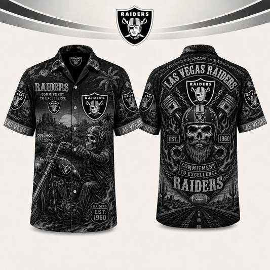 PREMIUM NFL X LVR EXCLUSIVE Biker Skull Hawaiian Shirt Limited Edition