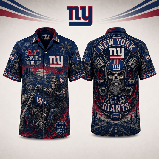 PREMIUM NFL X NYG EXCLUSIVE Biker Skull Hawaiian Shirt Limited Edition