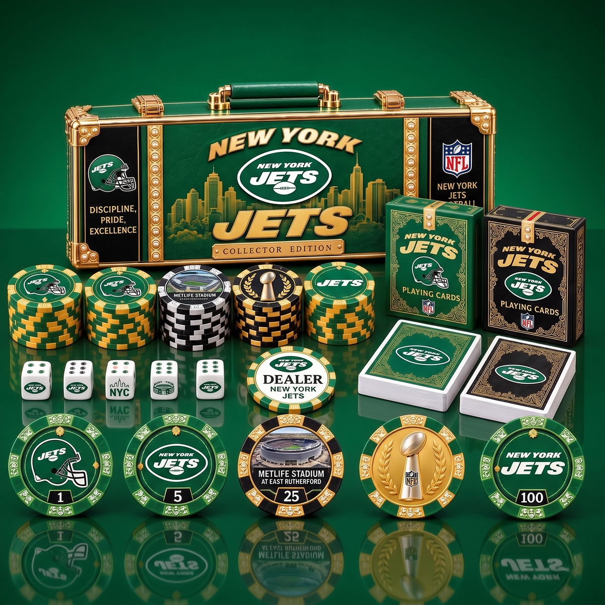 PREMIUM NFL X NYJ EXCLUSIVE POKER TOURNAMENT SET LIMITED EDITION
