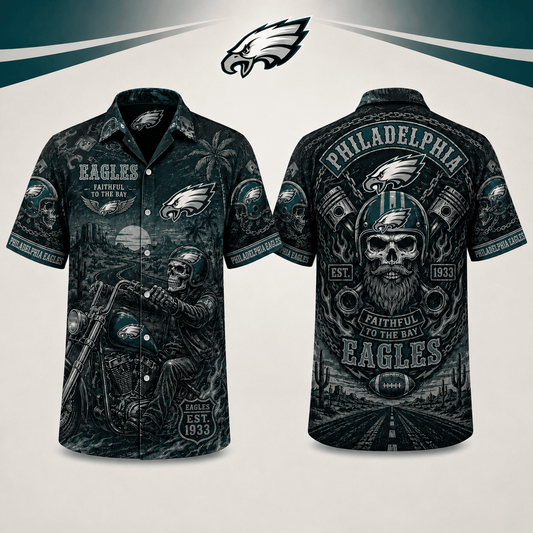 PREMIUM NFL X PE EXCLUSIVE Biker Skull Hawaiian Shirt Limited Edition