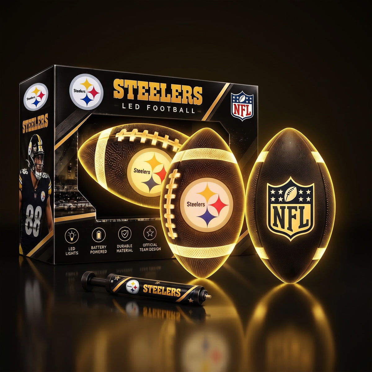PREMIUM NFL X PIT EXCLUSIVE PERSONLIZED 3D LIGHT-UP LED FOOTBALL GIFT FOR FAN LIMITED EDITION