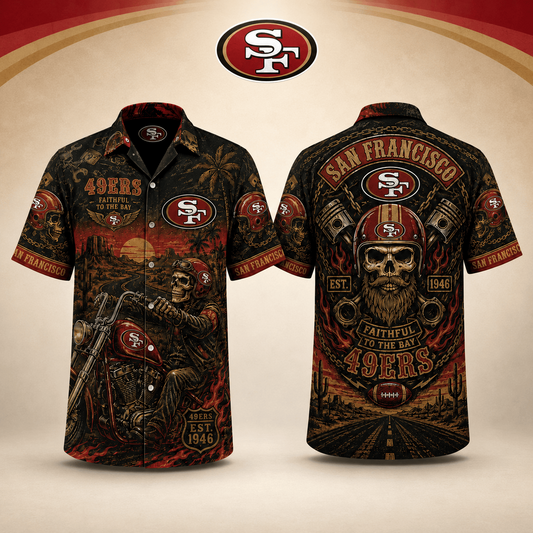 PREMIUM NFL X SF EXCLUSIVE Biker Skull Hawaiian Shirt Limited Edition