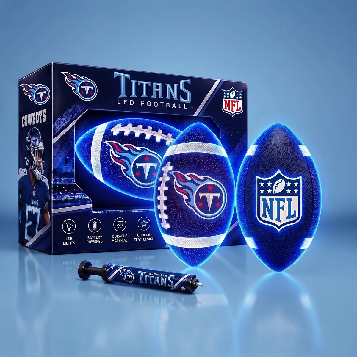 PREMIUM NFL X TEN EXCLUSIVE PERSONLIZED 3D LIGHT-UP LED FOOTBALL GIFT FOR FAN LIMITED EDITION