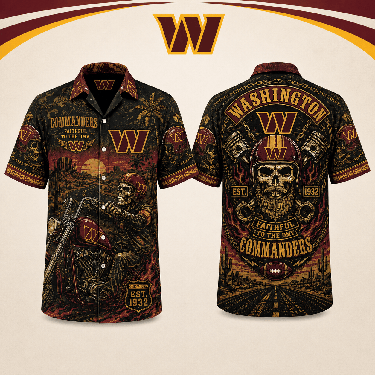 PREMIUM NFL X WC EXCLUSIVE Biker Skull Hawaiian Shirt Limited Edition