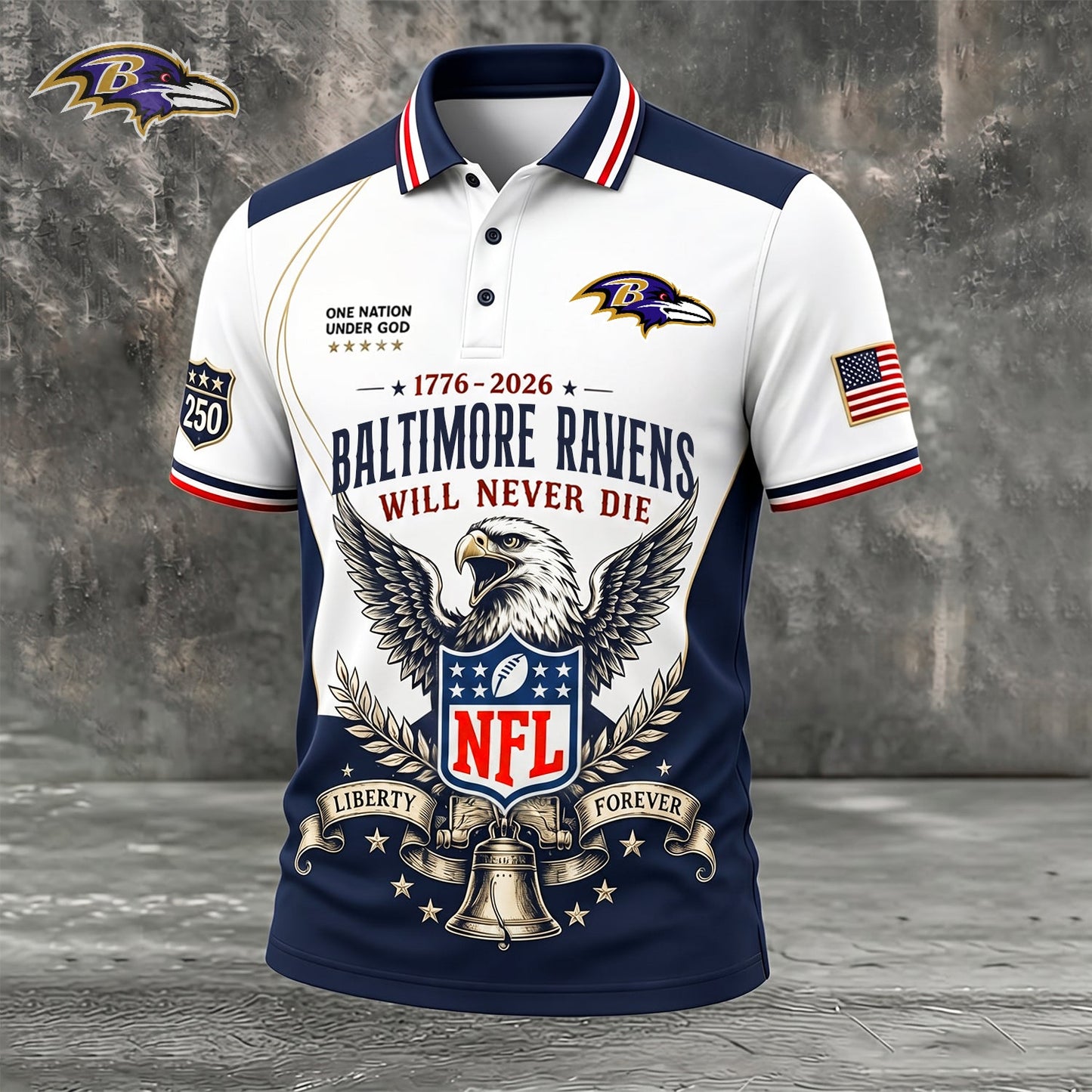 PREMIUM NFL x BAL EXCLUSIVE 250 Years Anniversary Of Freedom POLO SHIRT290626