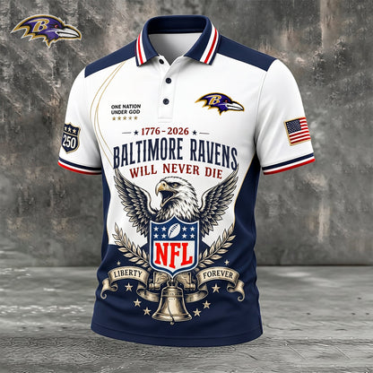 PREMIUM NFL x BAL EXCLUSIVE 250 Years Anniversary Of Freedom POLO SHIRT290626