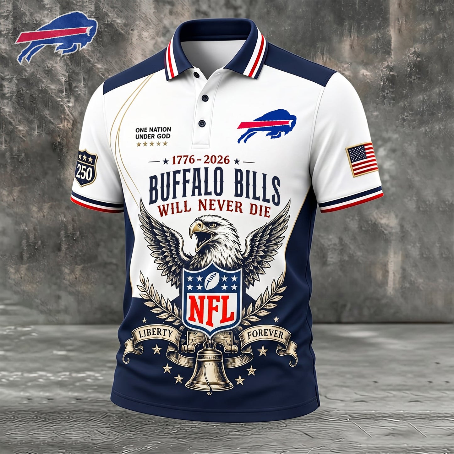 PREMIUM NFL x BUF EXCLUSIVE 250 Years Anniversary Of Freedom POLO SHIRT290626