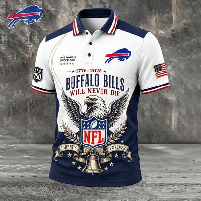 PREMIUM NFL x BUF EXCLUSIVE 250 Years Anniversary Of Freedom POLO SHIRT290626