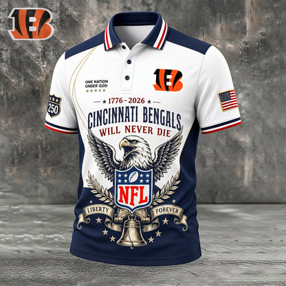 PREMIUM NFL x CIN EXCLUSIVE 250 Years Anniversary Of Freedom POLO SHIRT290626