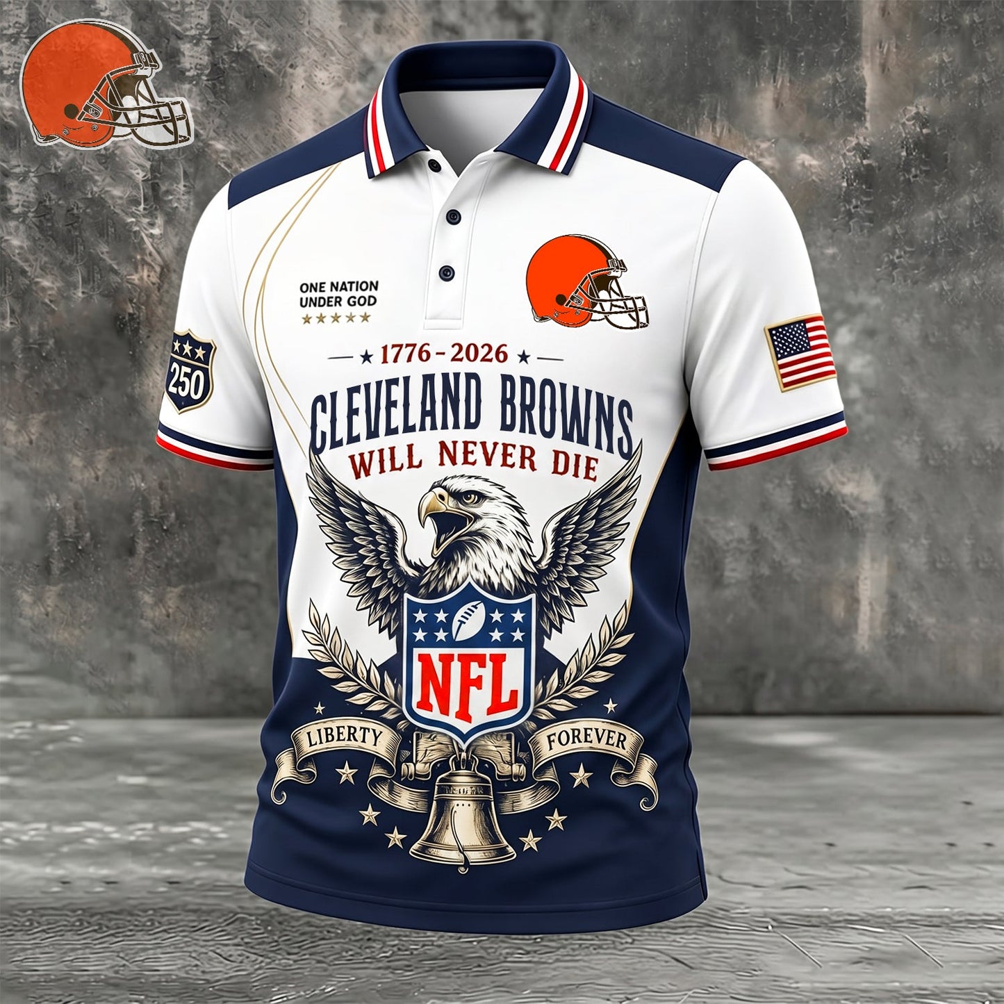 PREMIUM NFL x CLE EXCLUSIVE 250 Years Anniversary Of Freedom POLO SHIRT290626