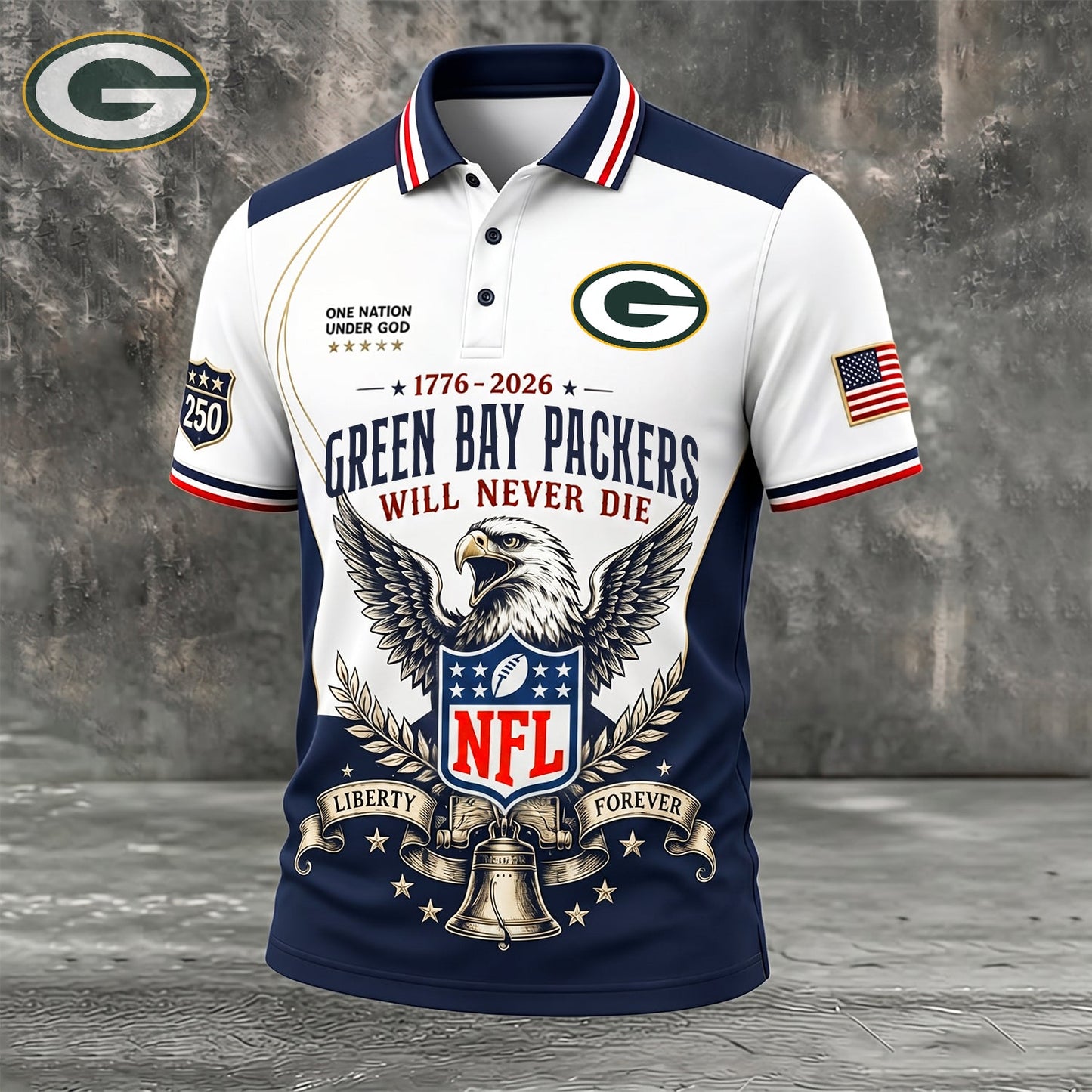 PREMIUM NFL x GB EXCLUSIVE 250 Years Anniversary Of Freedom POLO SHIRT290626
