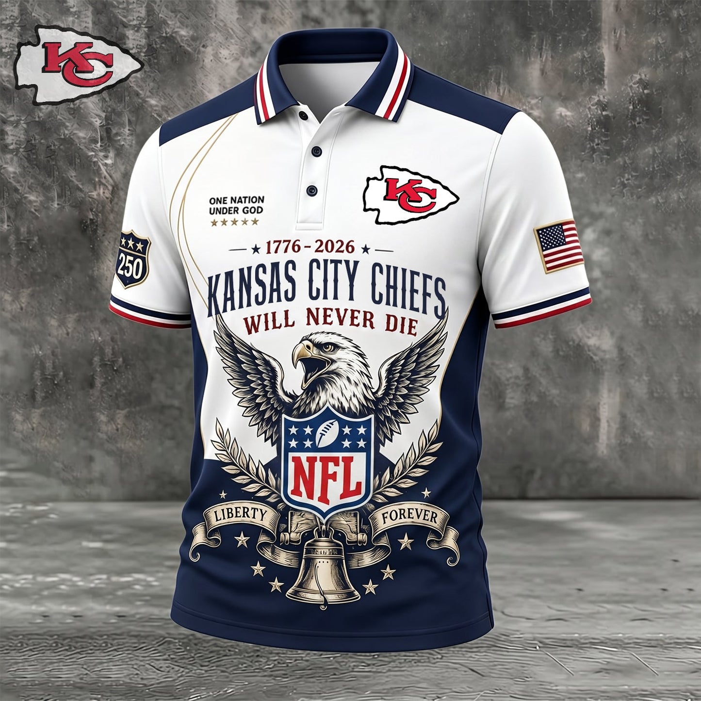 PREMIUM NFL x KC EXCLUSIVE 250 Years Anniversary Of Freedom POLO SHIRT290626