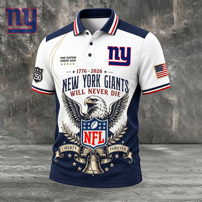 PREMIUM NFL x NYG EXCLUSIVE 250 Years Anniversary Of Freedom POLO SHIRT290626