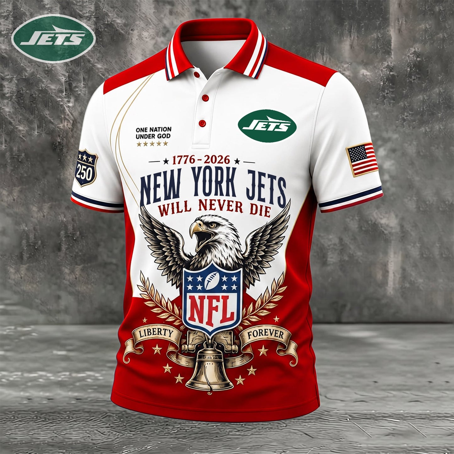 PREMIUM NFL x NYJ EXCLUSIVE 250 Years Anniversary Of Freedom POLO SHIRT290626