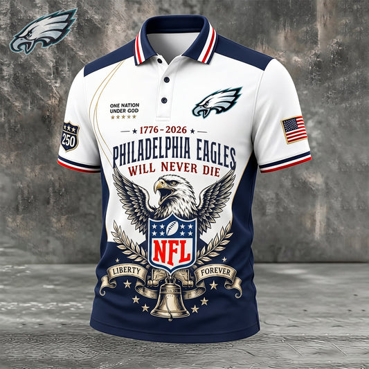 PREMIUM NFL x PHI EXCLUSIVE 250 Years Anniversary Of Freedom POLO SHIRT290626