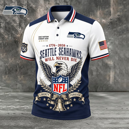 PREMIUM NFL x SEA EXCLUSIVE 250 Years Anniversary Of Freedom POLO SHIRT290626