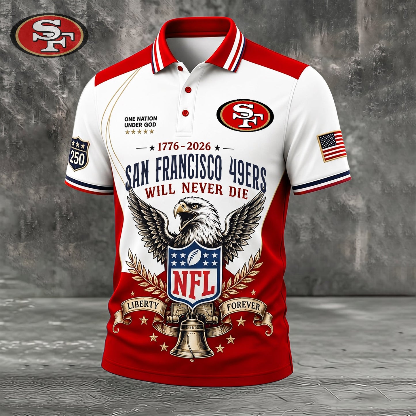 PREMIUM NFL x SF EXCLUSIVE 250 Years Anniversary Of Freedom POLO SHIRT290626
