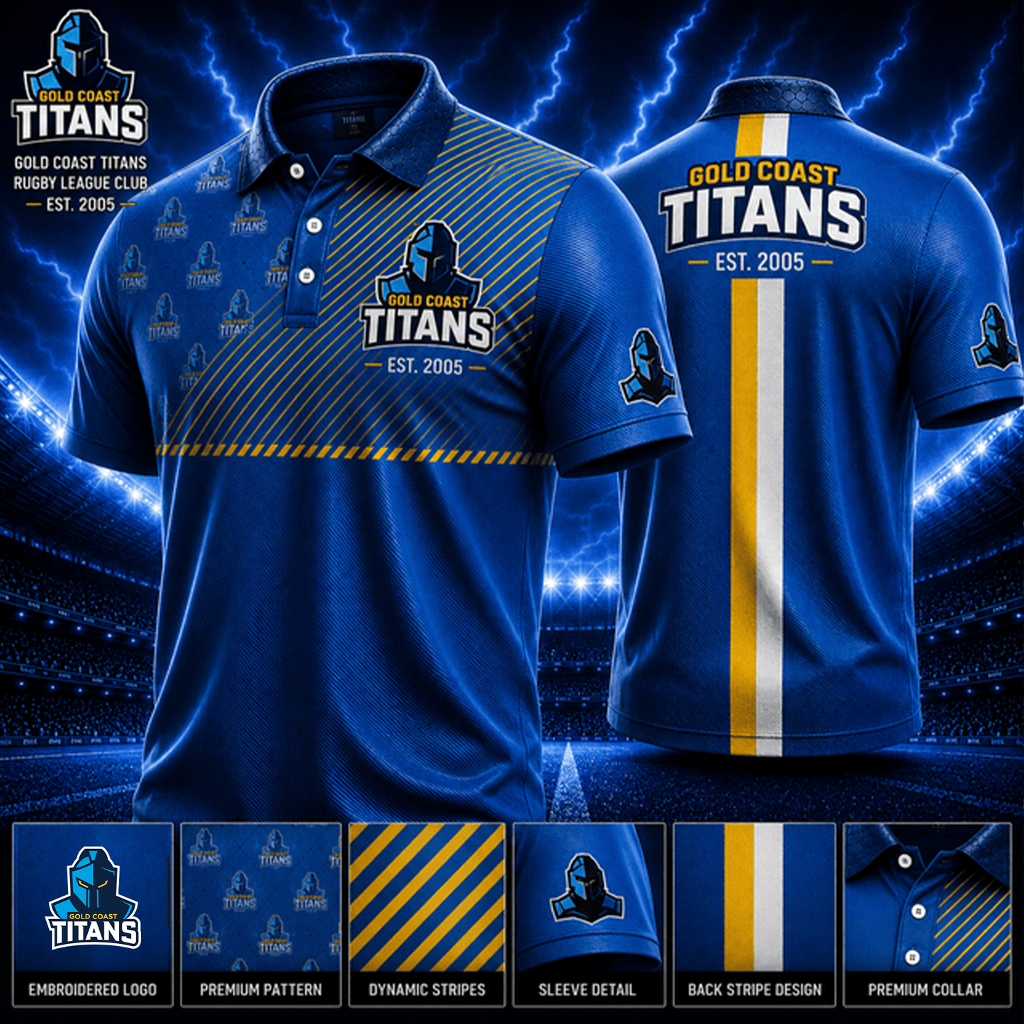PREMIUM NRL X GCT LUXURY GAMEDAY POLO SHIRT LIMITED EDITIONS 240626