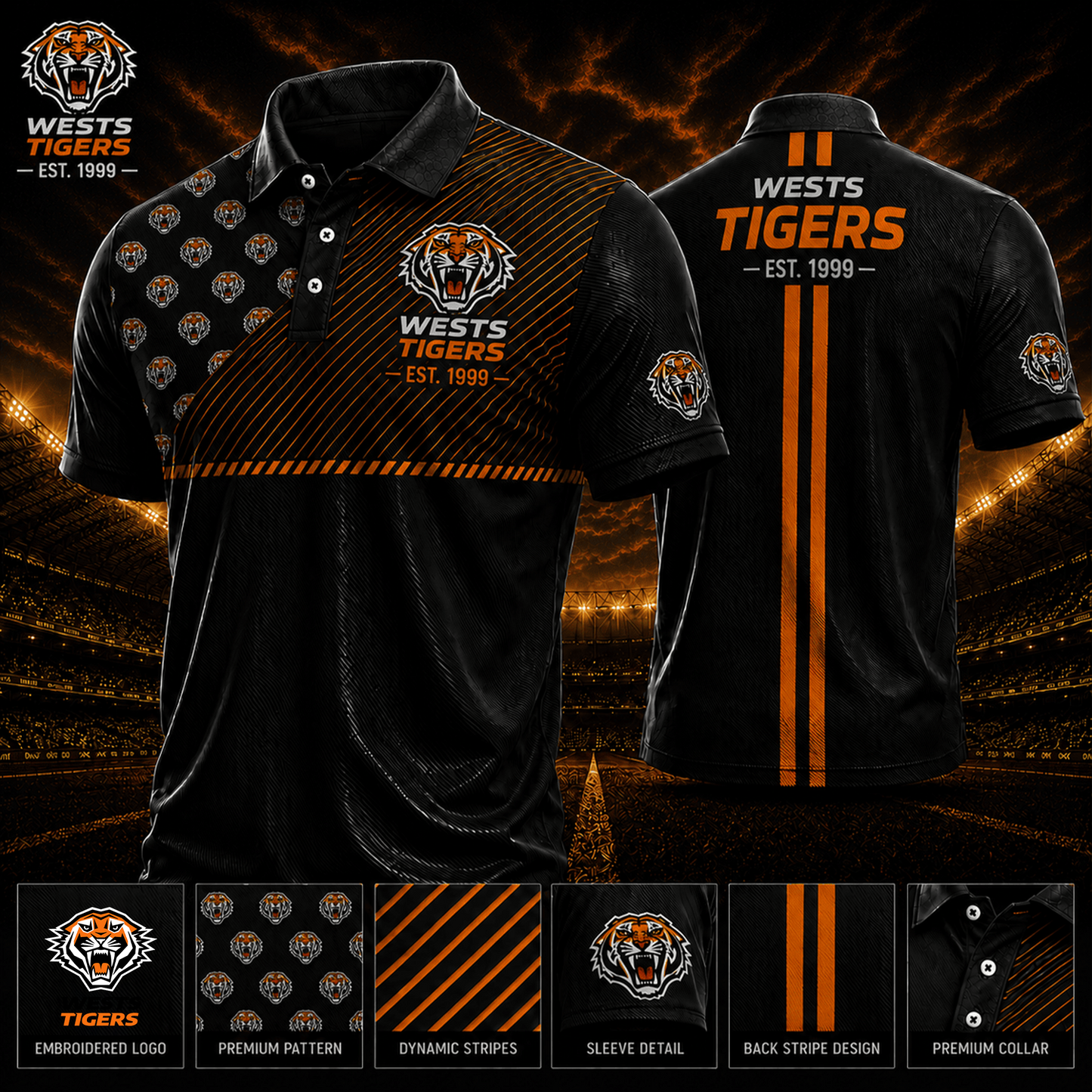 PREMIUM NRL X WT LUXURY GAMEDAY POLO SHIRT LIMITED EDITIONS 240626