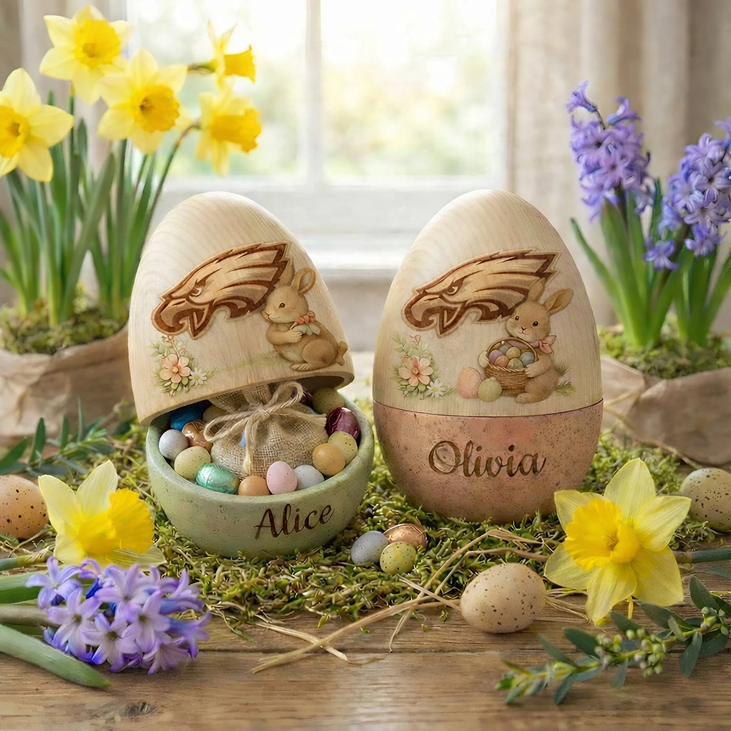 PREMIUM ?‹¨«????‹¨«???‹¨«?? X PHI  Personalized Hollow Wooden Easter Egg NDT NHM 270226