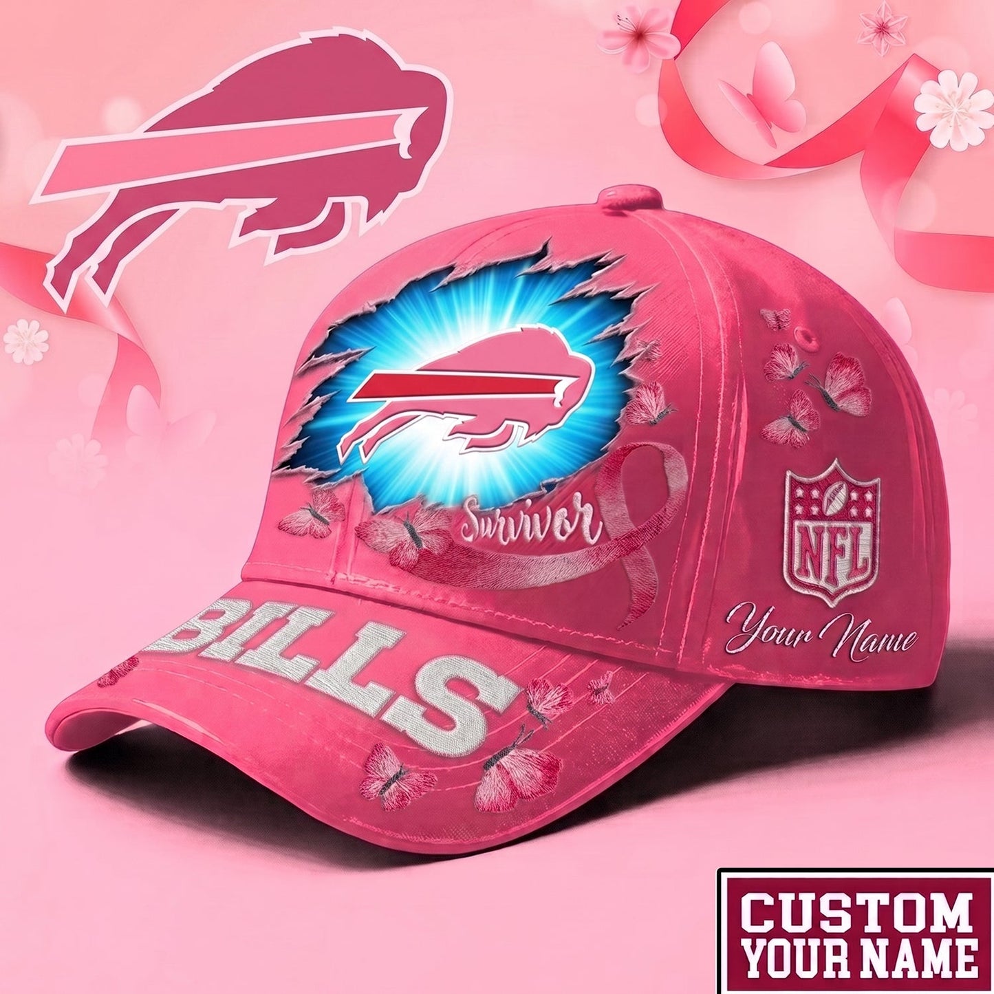 PREMIUM NFL X BUF EXCLUSIVE  BREAST CANCER SURVIOR CAP