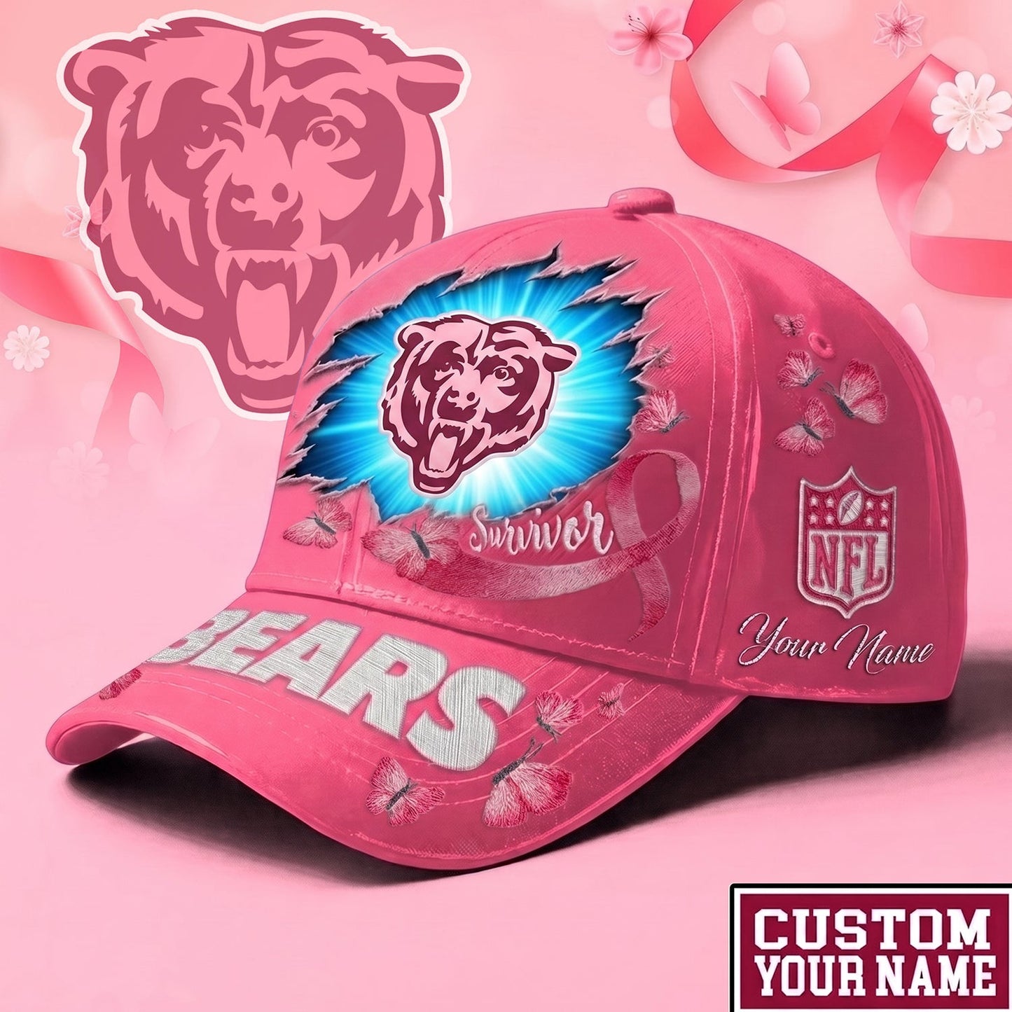 PREMIUM NFL X CHI EXCLUSIVE  BREAST CANCER SURVIOR CAP