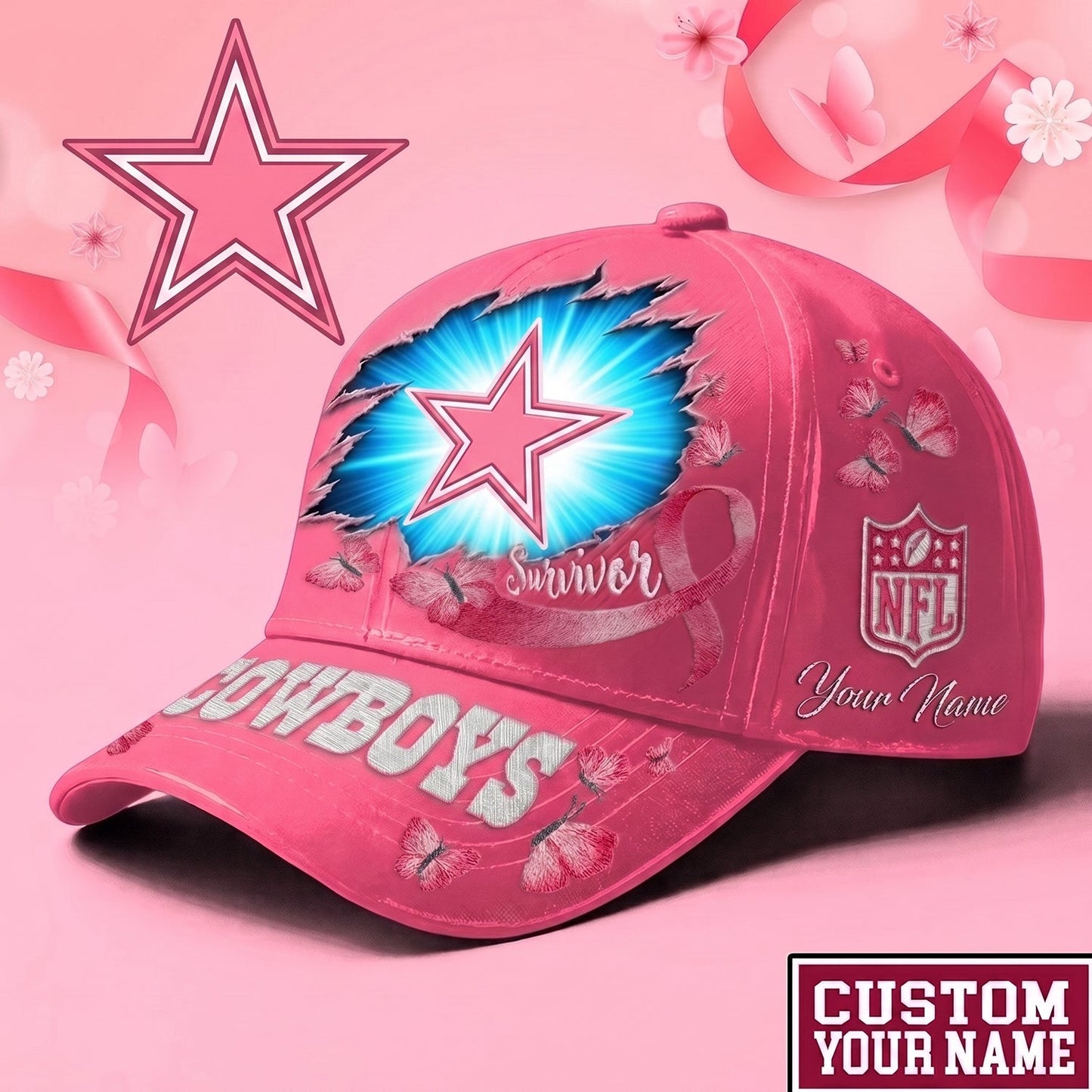 PREMIUM NFL X DAL  EXCLUSIVE  BREAST CANCER SURVIOR CAP