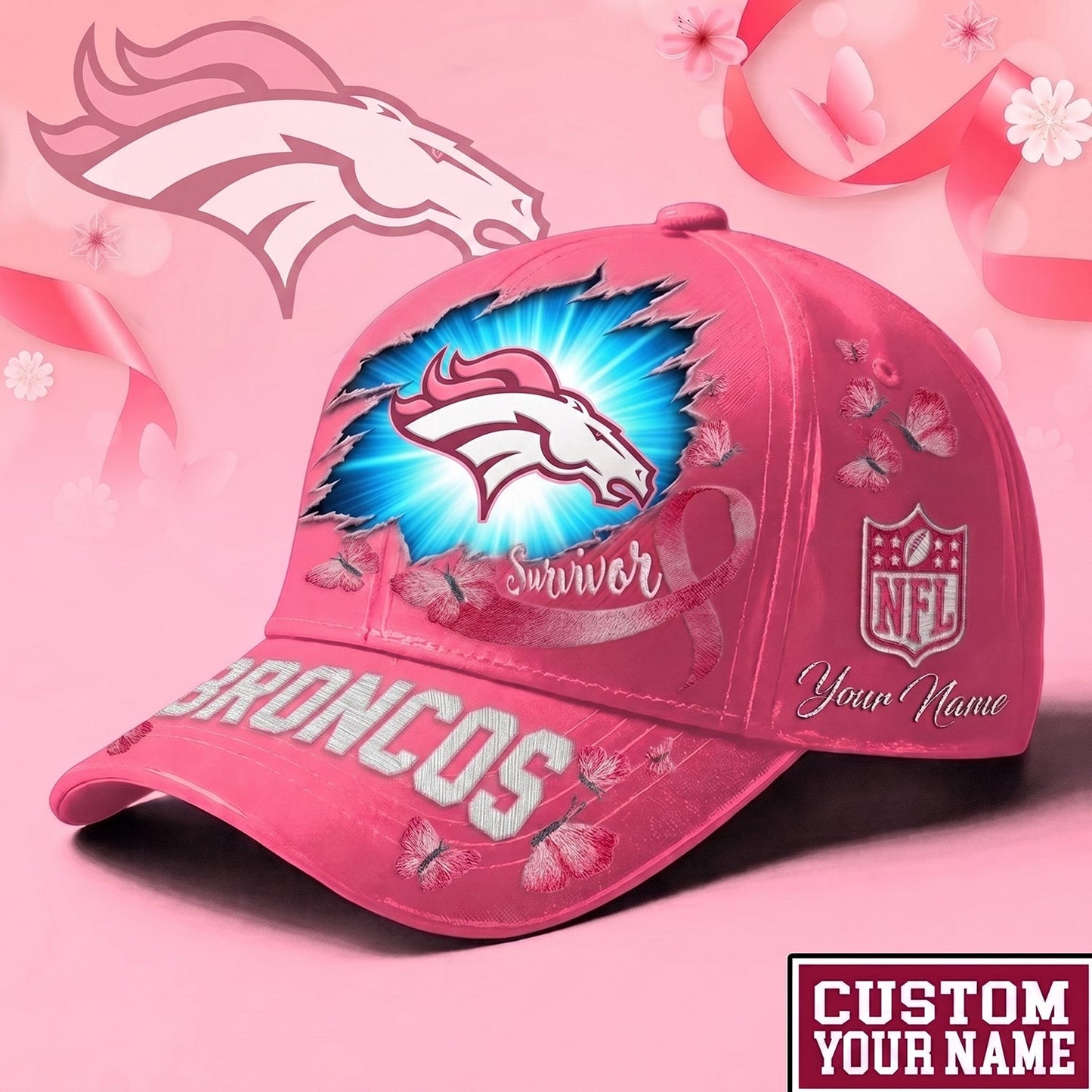 PREMIUM NFL X DEN EXCLUSIVE  BREAST CANCER SURVIOR CAP