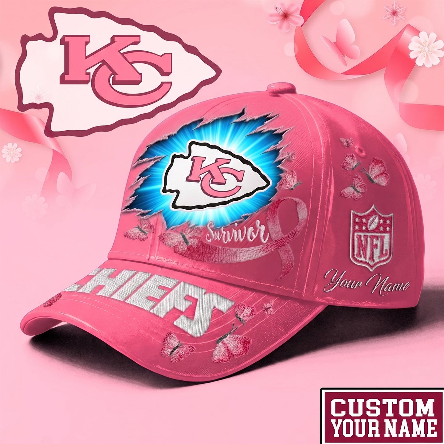 PREMIUM NFL X KCC  EXCLUSIVE  BREAST CANCER SURVIOR CAP