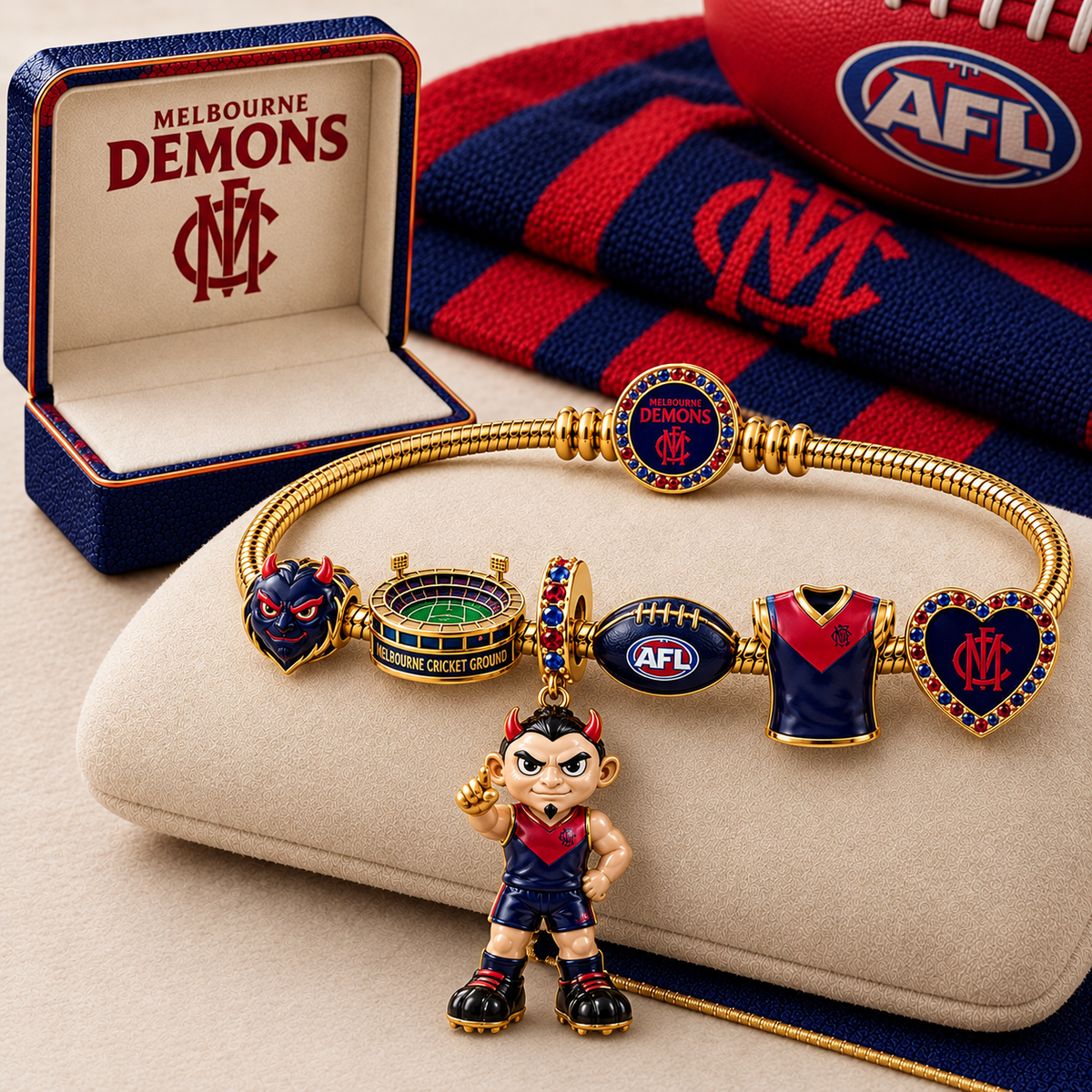 Premium AFL MEL Gold Charm Bracelet Set