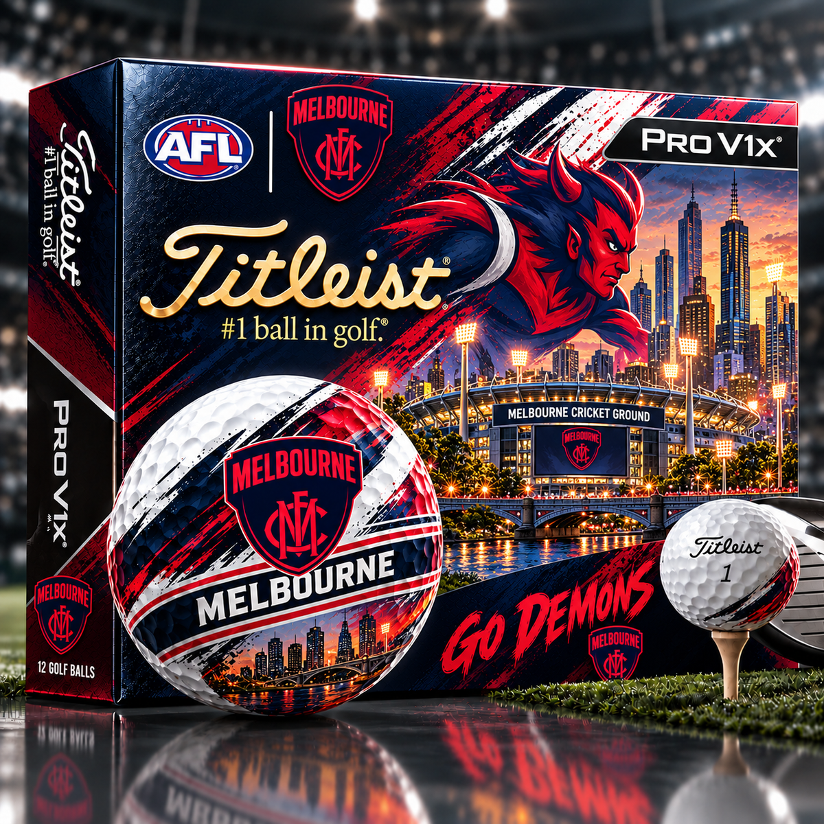 Premium AFL MEL x Titleist Pro V1 Skyline & Stadium Golf Balls Set