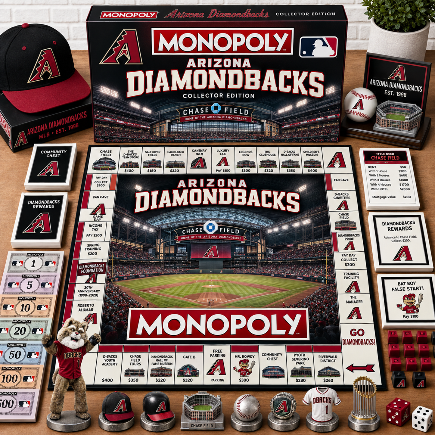 Premium MLB ARI Monopoly Collector’s Edition Board Game NMD 080826 TTV