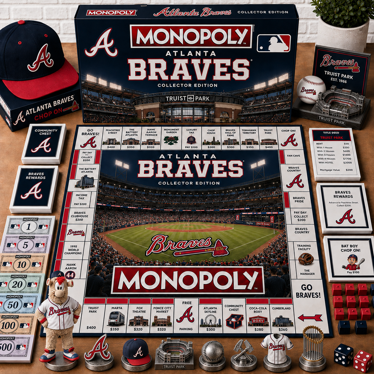 Premium MLB ATL Monopoly Collector’s Edition Board Game NMD 080826 TTV