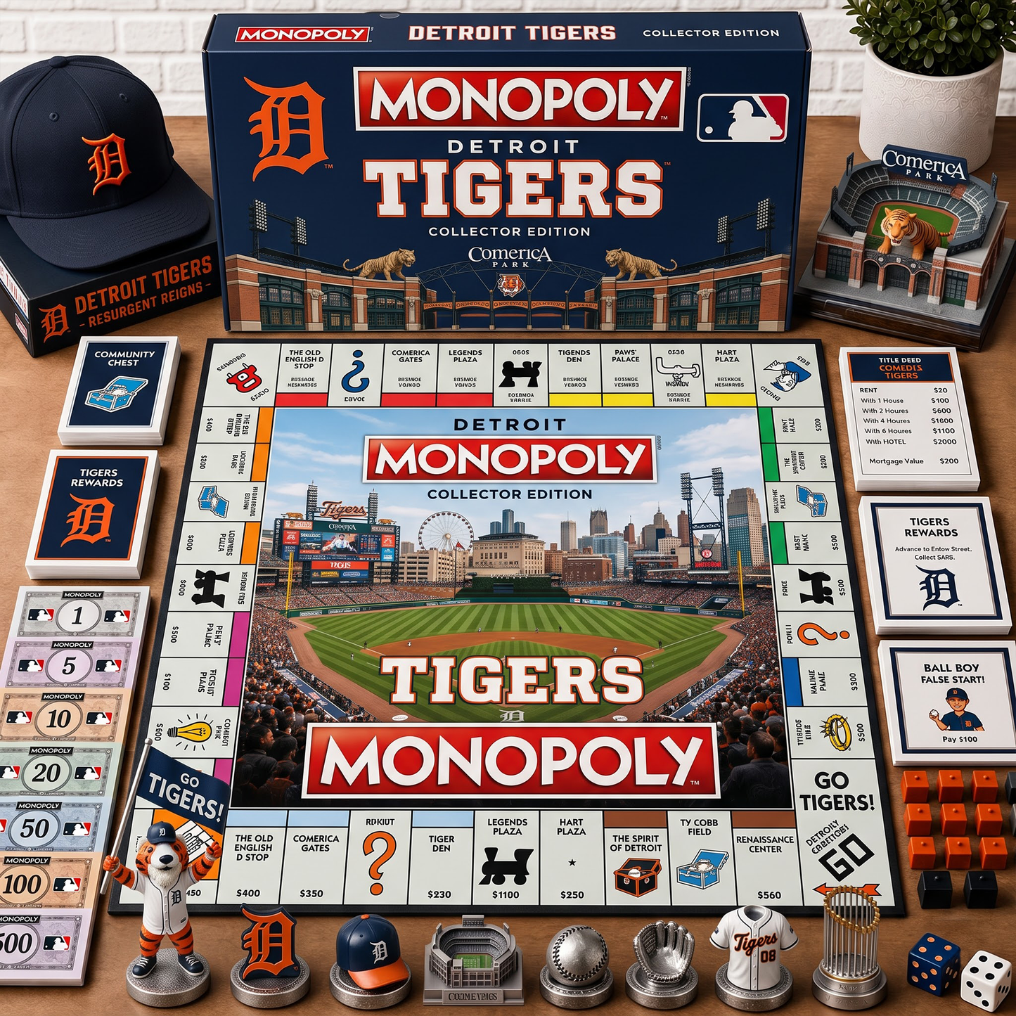 Premium MLB DET Monopoly Collector’s Edition Board Game NMD 080826 TTV
