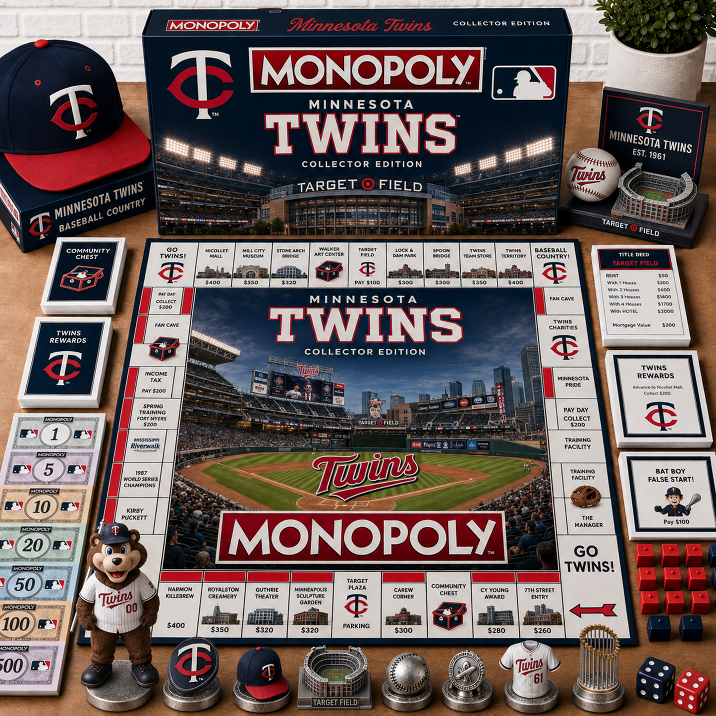 Premium MLB MIN Monopoly Collector’s Edition Board Game NMD 080826 TTV