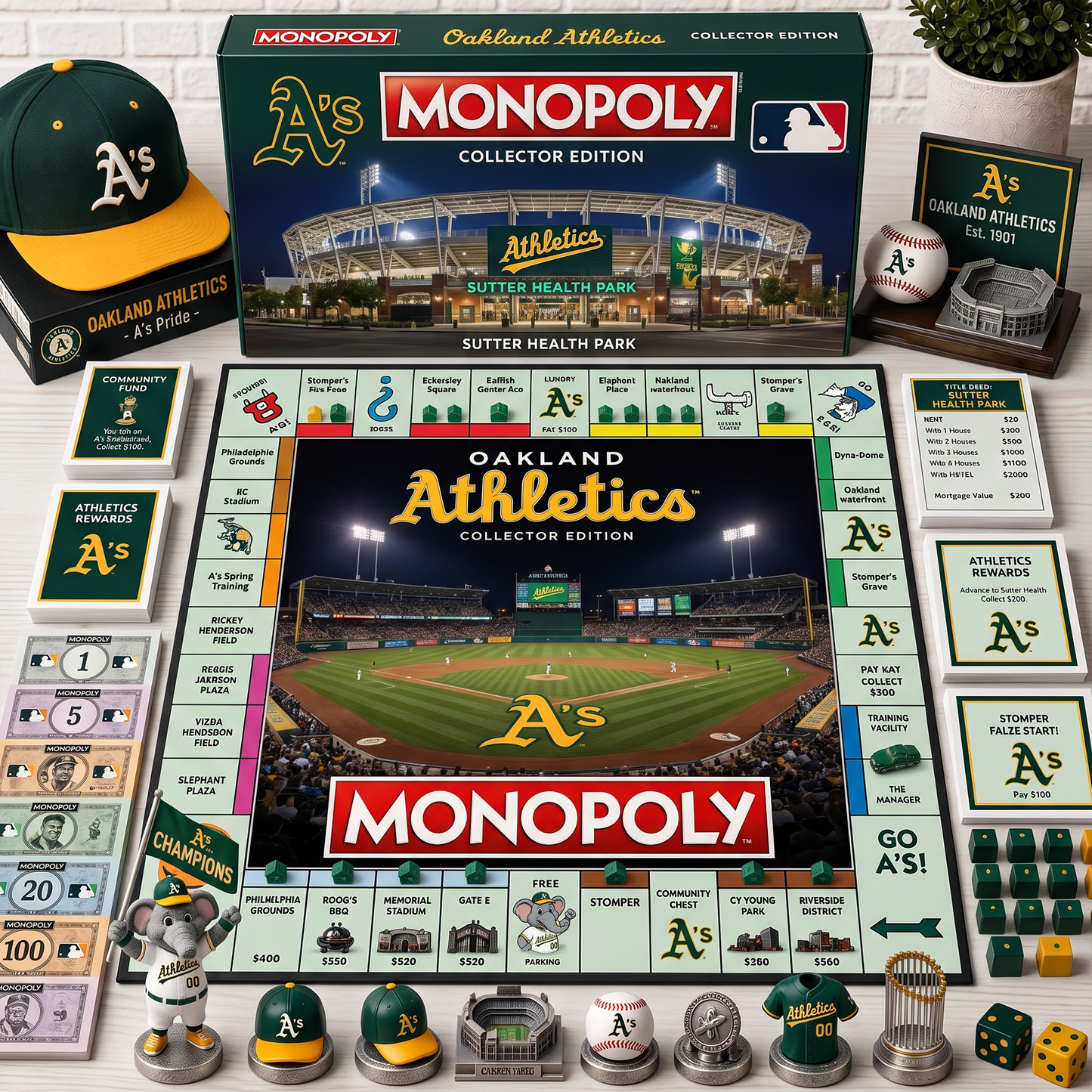 Premium MLB OAK Monopoly Collector’s Edition Board Game NMD 080826 TTV