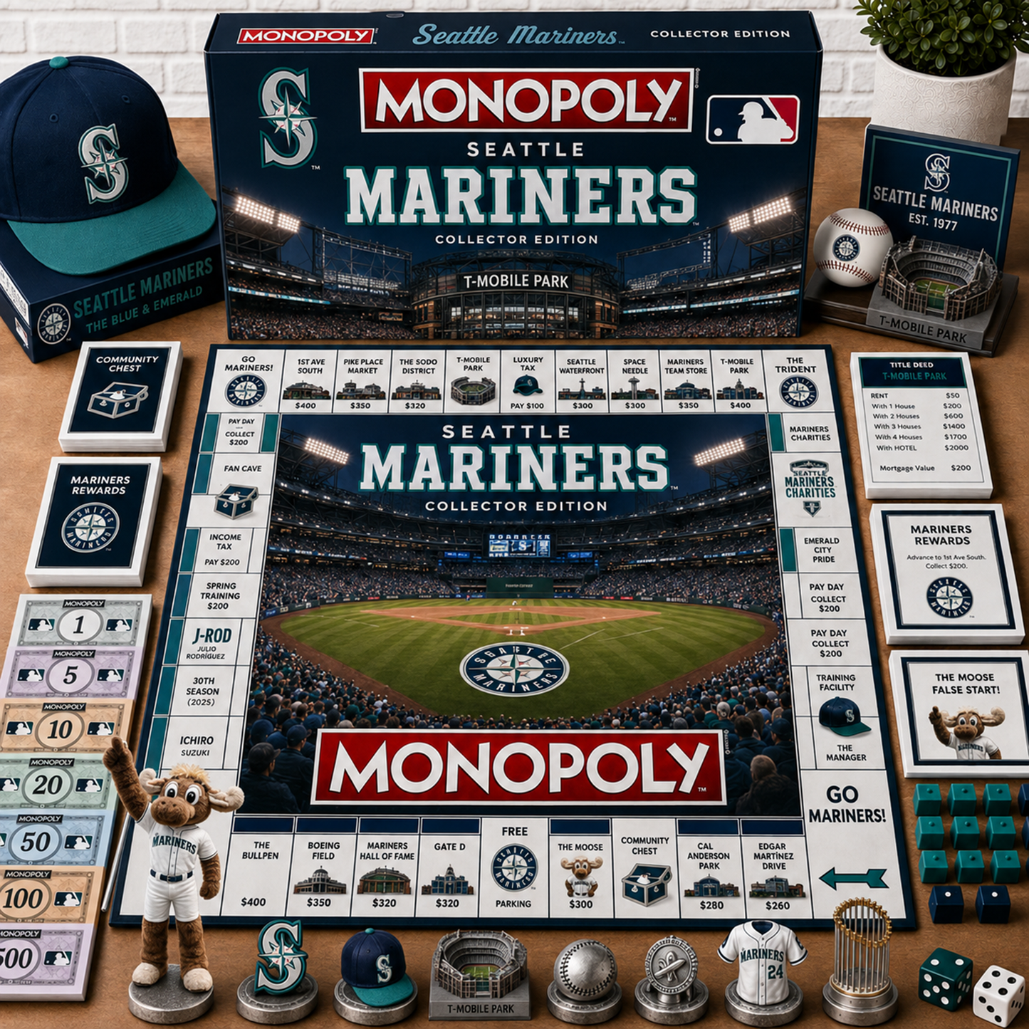 Premium MLB SEA Monopoly Collector’s Edition Board Game NMD 080826 TTV