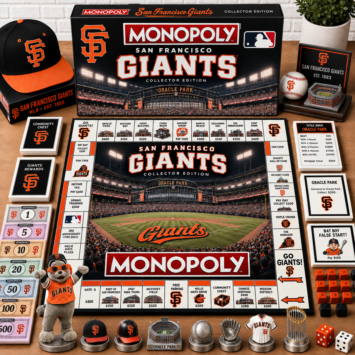 Premium MLB SF Monopoly Collector’s Edition Board Game NMD 080826 TTV