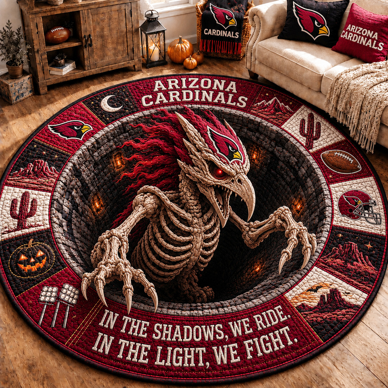 Premium NFL AC Haunted Gridiron Skeleton Quilted Round Mat