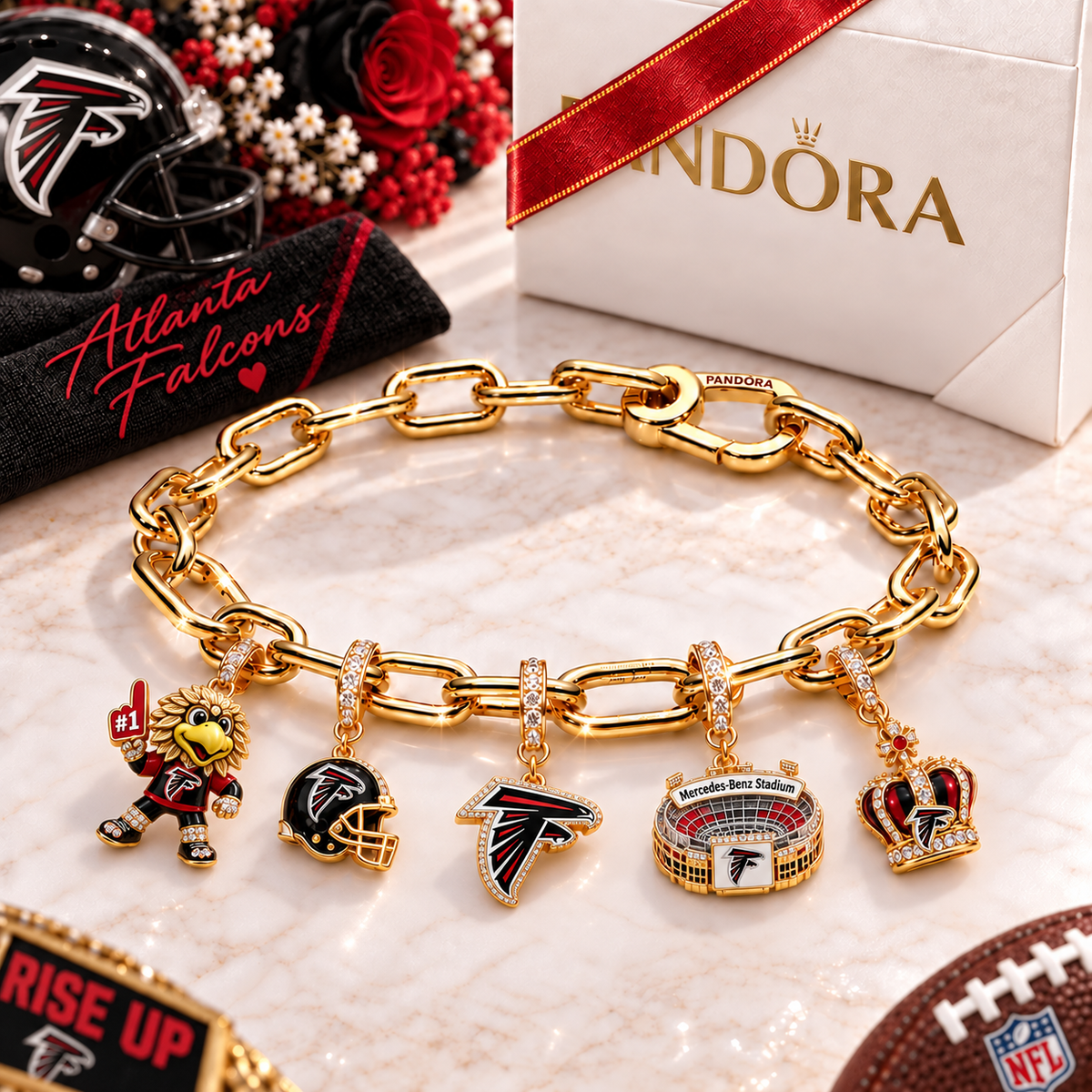 Premium NFL AF Game Day Gold Charm Bracelet V5