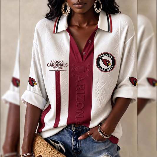 Premium NFL ARI Embossed Heritage Open-collar Polo Shirt