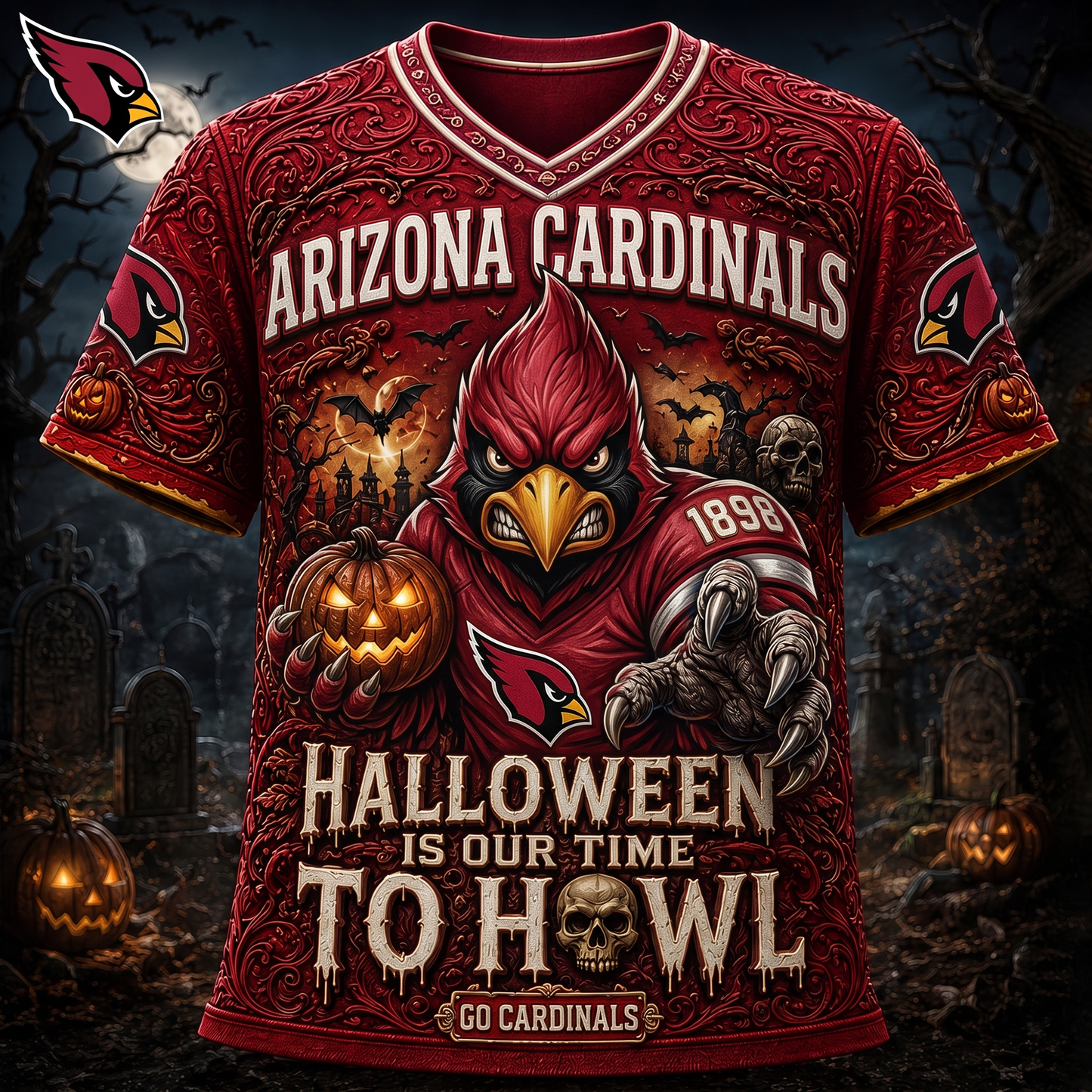 Premium NFL ARI Haunted Howl Halloween Mascot T-shirt