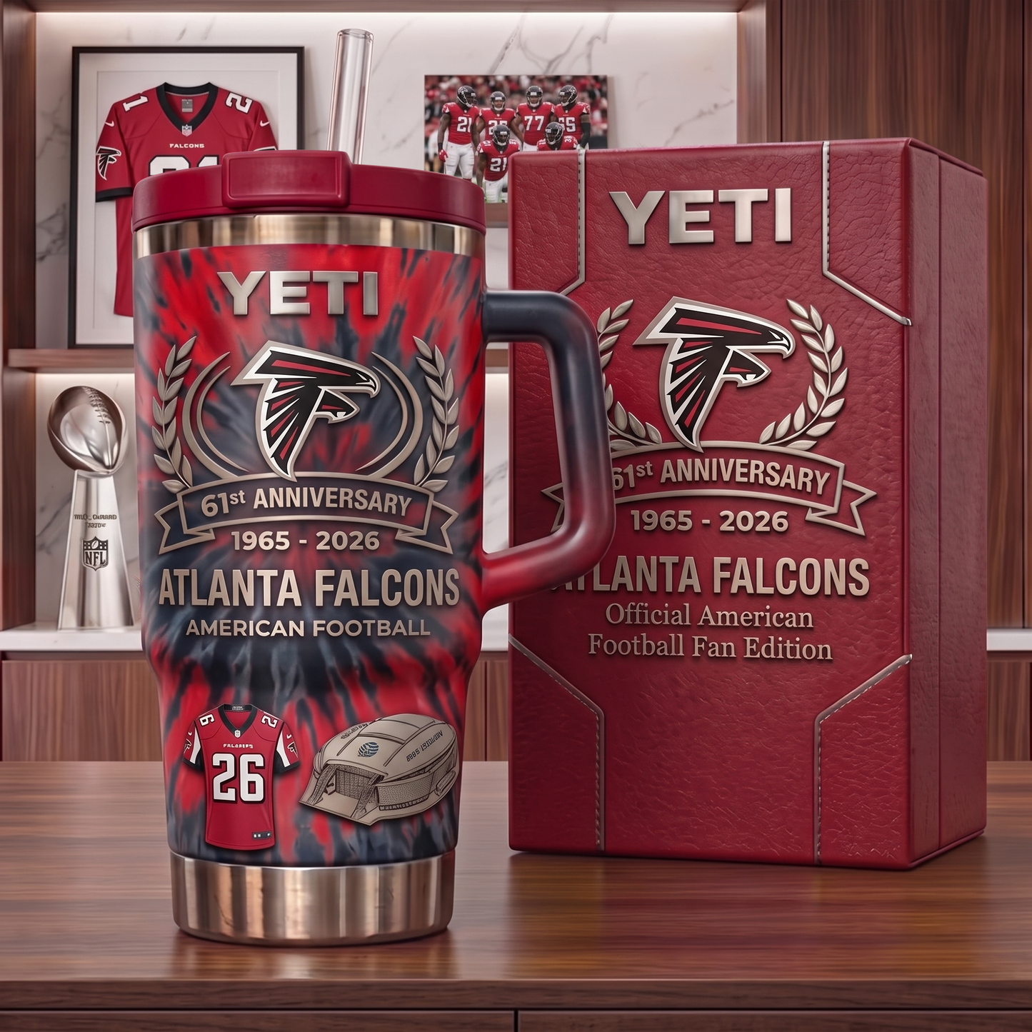 Premium NFL ATL Anniversary Flame Heritage Handle Tumbler