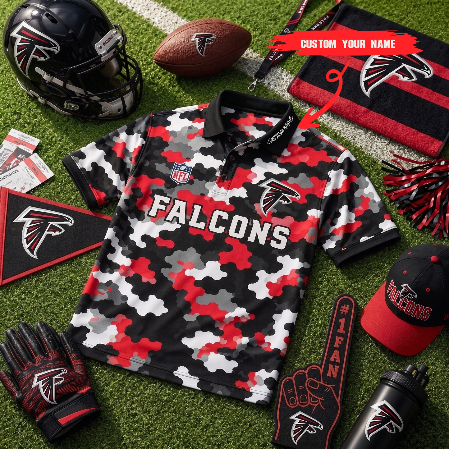 Premium NFL ATL Camo Polo Shirt