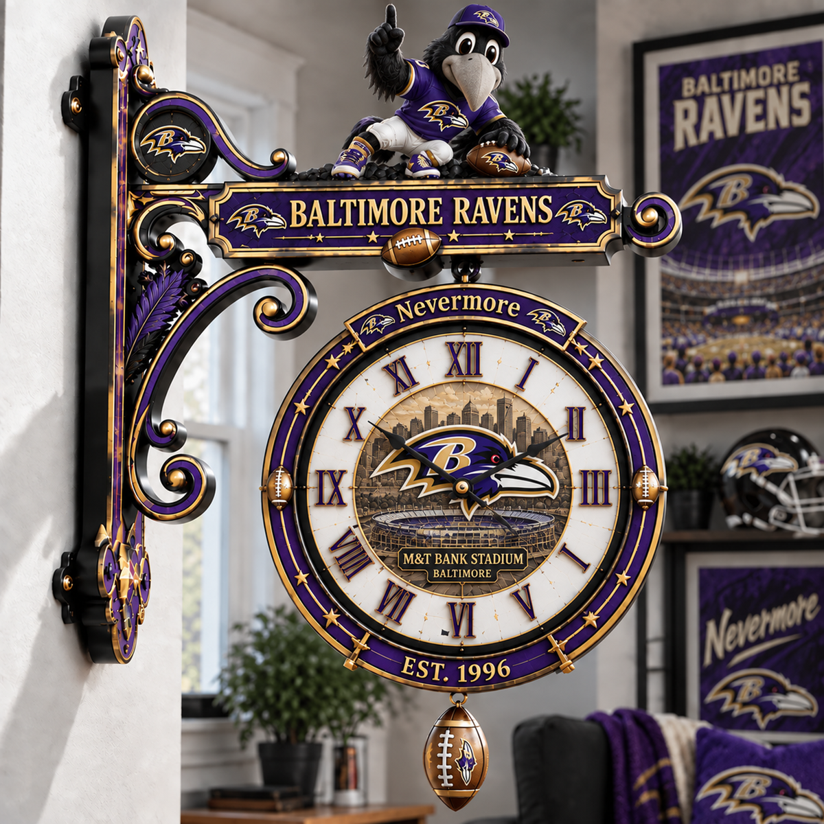 Premium NFL BAL Illuminating Collector Wall Clock
