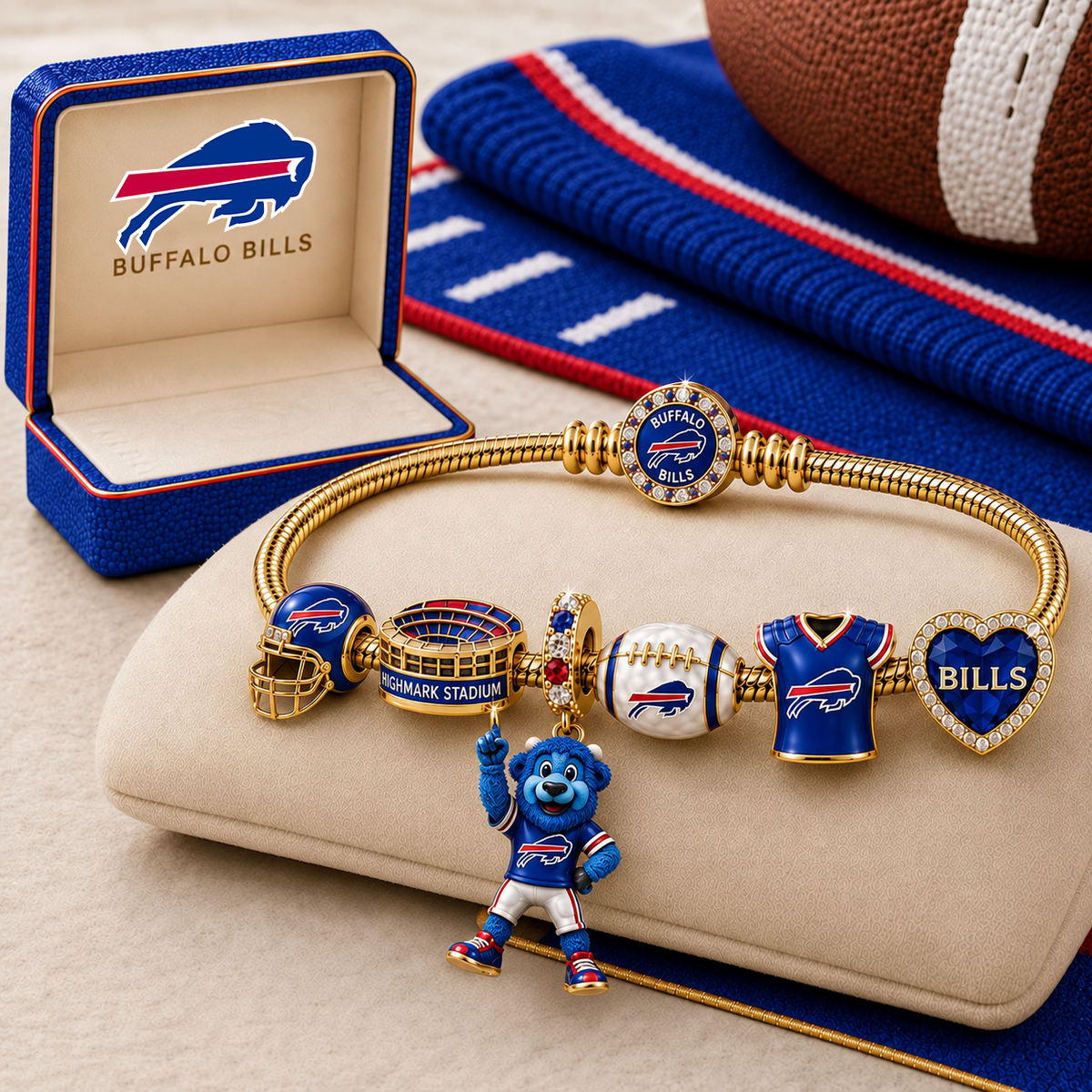 Premium NFL BB Gold Charm Bracelet Set