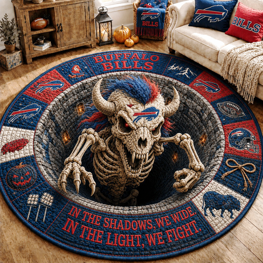 Premium NFL BB Haunted Gridiron Skeleton Quilted Round Mat