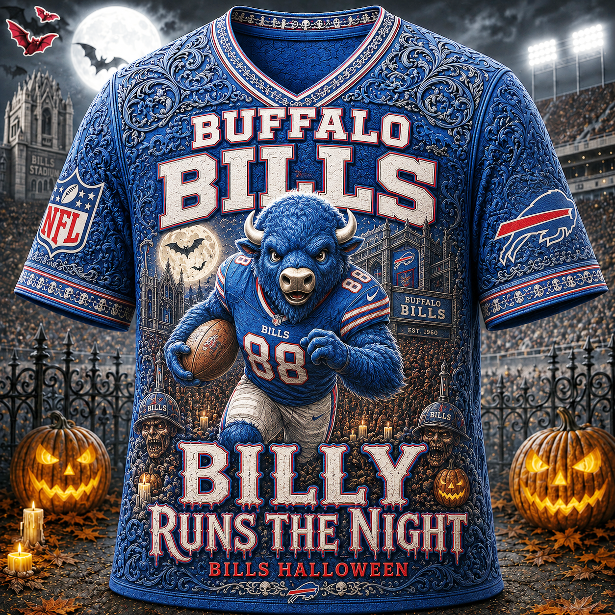 Premium NFL BB Runs the Night Halloween Mascot T-shirt